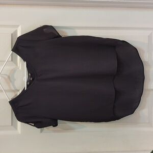 iris Women's Black Short Sleeve Roll Tab Glitter Blouse Hi-Low Size Large